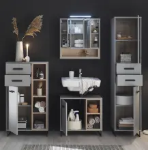 Badezimmer-Set >Tunis< (4-tlg. ) in Grau matt /...