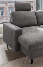 Wohnlandschaft >Pris< Schlaffunktion, Stauraum, dunkelgrau - 153x305x75x200 (LxBxHxT)