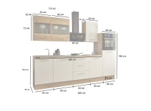 Küchenzeile >Capri< in Artisan Eiche Dekor / Weiß matt - 280x218x60cm (BxHxT)