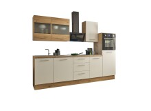 Küchenzeile >Capri< in Artisan Eiche Dekor / Weiß matt - 280x218x60cm (BxHxT)