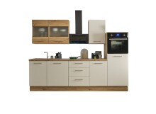 Küchenzeile >Capri< in Artisan Eiche Dekor / Weiß matt - 280x218x60cm (BxHxT)