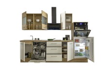 Küchenzeile >Capri< in Artisan Eiche Dekor / Weiß matt - 280x218x60cm (BxHxT)