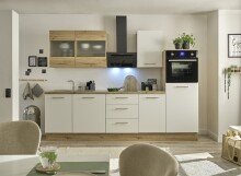 Küchenzeile >Capri< in Artisan Eiche Dekor / Weiß matt - 280x218x60cm (BxHxT)