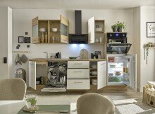 Küchenzeile >Capri< in Artisan Eiche Dekor / Weiß matt - 280x218x60cm (BxHxT)