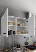 Küchenzeile >Tirol< in Weiß matt / Platte Wotan Eiche Dekor- 250x212x60cm (BxHxT)