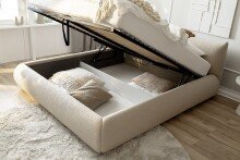 Stauraumbett >Fortello<Liegefläche 140x200 cm, in Cappuccino - 164x88x232 (BxHxT)