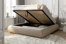 Stauraumbett >Fortello< Liegefläche 160x200 cm, in Cappuccino - 184x88x232 (BxHxT)