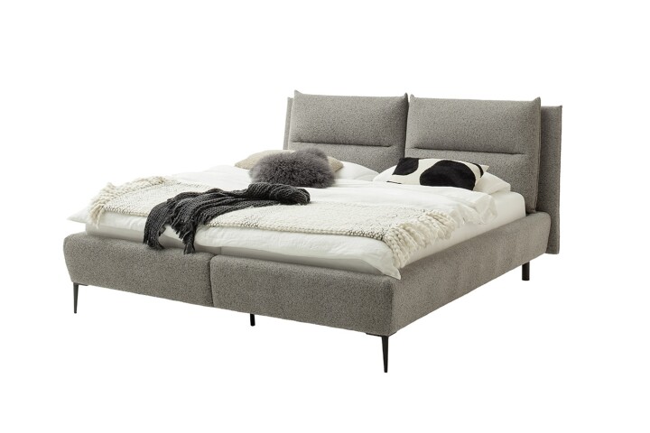 Stauraumbett >Auckland< in blaugrau - Liegefläche 180x200 cm, Stellmaß 210x116x242 (BxHxT)