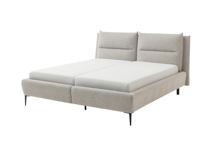Stauraumbett >Auckland< Liegefläche 140x200 cm, in cremeschwarz - 170x116x242 (BxHxT)