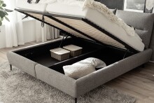 Stauraumbett >Auckland< Liegefläche 140x200 cm, in cremeschwarz - 170x116x242 (BxHxT)