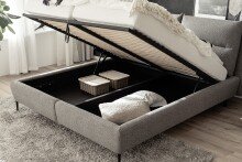 Stauraumbett >Auckland< Liegefläche 180x200 cm, in cremeschwarz - 210x116x242 (BxHxT)