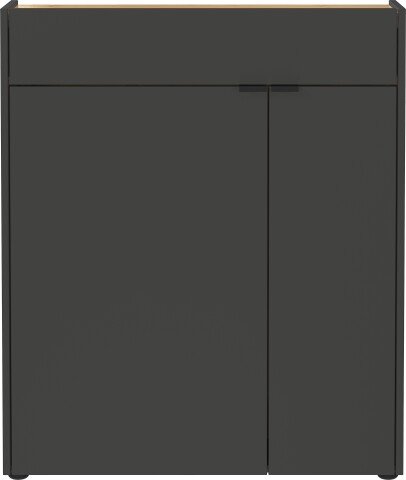 Schuhkommode >GW-AMECA< 2 Türen, 1 Schub, Graphit / Navarra-Eiche-Dekor - 83x99x22cm (BxHxT)