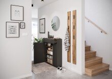 Schuhkommode >GW-AMECA< 2 Türen, 1 Schub, Graphit / Navarra-Eiche-Dekor - 83x99x22cm (BxHxT)