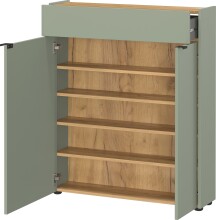 Schuhkommode >GW-AMECA< 2 Türen, 1 Schub, Taupegrün / Navarra-Eiche-Dekor - 83x99x22cm (BxHxT)