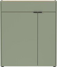 Schuhkommode >GW-AMECA< 2 Türen, 1 Schub, Taupegrün / Navarra-Eiche-Dekor - 83x99x22cm (BxHxT)