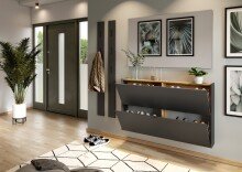 Hängeschuhschrank >GW-AMECA< Schuhkipper, Graphit/Navarra-Eiche-Dekor - 140x83x18 (BxHxT)