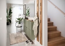 Hängeschuhschrank >GW-AMECA< Schuhkipper, Taupegrün/Navarra-Eiche-Dekor - 140x83x18cm (BxHxT)