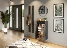 Schuhschrank >GW-AMECA< hängend / stehend, Graphit / Navarra-Eiche-Dekor - 56x97x22cm (BxHxT)