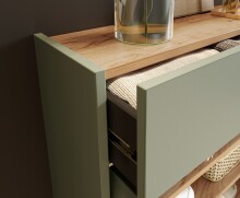 Schuhschrank >GW-AMECA< hängend / stehend, Taupegrün/ Navarra-Eiche-Dekor - 56x97x22cm (BxHxT)