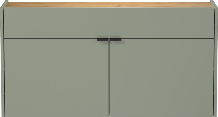 Hängeschuhschrank >GW-AMECA< Schuhkommode, Taupegrün/Navarra-Eiche-Dekor - 110x57x22cm (BxHxT)