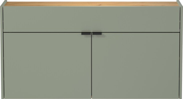 Hängeschuhschrank >GW-AMECA< Schuhkommode, Taupegrün/Navarra-Eiche-Dekor - 110x57x22cm (BxHxT)