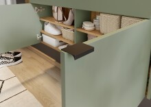 Hängeschuhschrank >GW-AMECA< Schuhkommode, Taupegrün/Navarra-Eiche-Dekor - 110x57x22cm (BxHxT)