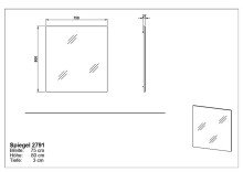 Garderobenspiegel >2791< Trägerplatte Graphit - 75x80x3cm (BxHxT)