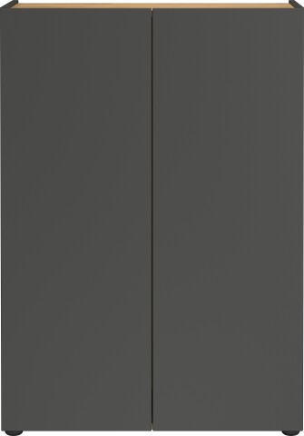 Schuhkommode >GW-ALVIANO< 2 Türen, 3 Böden, Graphit/Navarra-Eiche-Dekor - 74x105x33cm (BxHxT)