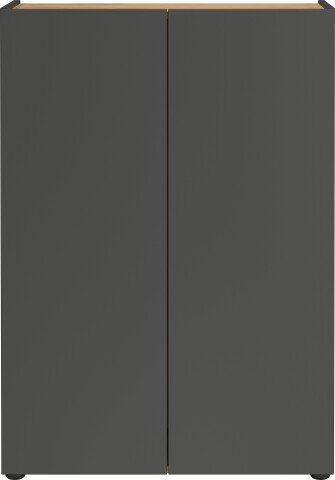 Schuhkommode >GW-ALVIANO< 2 Türen, 3 Böden, Graphit/Navarra-Eiche-Dekor - 74x105x33cm (BxHxT)