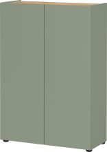 Schuhkommode >GW-ALVIANO< 2 Türen, 3 Schübe, Taupegrün/Navarra-Eiche-Dekor - 74x105x33cm (BxHxT)