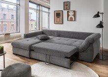 Polsterecke >Felicia< Stauraum, Schlaffunktion, Cord grau - 302x89x188cm (BxHxT)