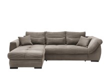Polsterecke >Felicia< Schlaffunktion, Stauraum, Cord grau-braun - 302x89x188cm (BxHxT)