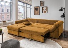 Polsterecke >Felicia< Schlaffunktion, Stauraum, Cord gold - 302x89x188cm (BxHxT)