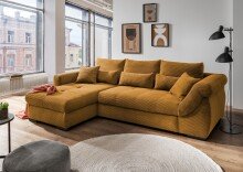 Polsterecke >Felicia< Schlaffunktion, Stauraum, Cord gold - 302x89x188cm (BxHxT)