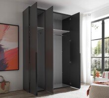 Drehtürenschrank >Kevo< 2 Böden, 2 Stangen, Graphit, Dekor - 135x225x52cm (BxHxT)