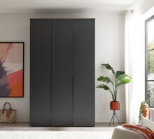 Drehtürenschrank >Kevo< 2 Böden, 2 Stangen, Graphit, Dekor - 135x225x52cm (BxHxT)