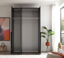 Drehtürenschrank >Kevo< 2 Böden, 2 Stangen, Graphit, Dekor - 135x225x52cm (BxHxT)