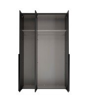 Drehtürenschrank >Kevo< 2 Böden, 2 Stangen, Spiegel, Graphit, Dekor - 135x225x52cm (BxHxT)