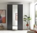 Drehtürenschrank >Kevo< 2 Böden, 2 Stangen, Spiegel, Graphit, Dekor - 135x225x52cm (BxHxT)