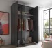 Drehtürenschrank >Kevo< 2 Böden, 2 Stangen, Spiegel, Graphit, Dekor - 135x225x52cm (BxHxT)