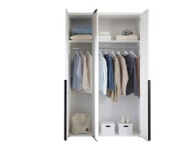 Drehtürenschrank >Kevo< 2 Böden, 2 Stangen, Spiegel, Weiß, Dekor - 135x225x52cm (BxHxT)