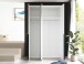 Drehtürenschrank >Kevo< 2 Böden, 2 Stangen, Spiegel, Weiß, Dekor - 135x225x52cm (BxHxT)