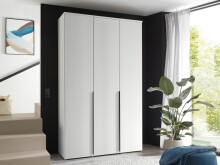 Drehtürenschrank >Kevo< 2 Böden, 2 Stangen, Weiß, Dekor - 135x225x52cm (BxHxT)