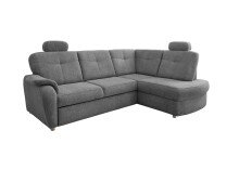 Ecksofa >Elli< Schlaffunktion, Stauraum, 2 Kopfstützen, grau - 264x92x180cm (BxHxT)