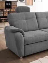 Ecksofa >Elli< Schlaffunktion, Stauraum, 2 Kopfstützen, grau - 264x92x180cm (BxHxT)