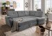 Ecksofa >Elli< Schlaffunktion, Stauraum, 2 Kopfstützen, grau - 264x92x180cm (BxHxT)