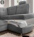 Ecksofa >Elli< Schlaffunktion, Stauraum, 2 Kopfstützen, grau - 264x92x180cm (BxHxT)