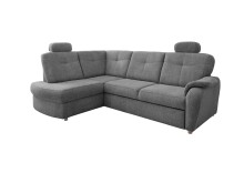 Ecksofa >Elli< Schlaffunktion, Stauraum, 2 Kopfstützen, grau - 264x92x180cm (BxHxT)