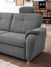 Ecksofa >Elli< Schlaffunktion, Stauraum, 2 Kopfstützen, grau - 264x92x180cm (BxHxT)