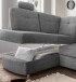 Ecksofa >Elli< Schlaffunktion, Stauraum, 2 Kopfstützen, grau - 264x92x180cm (BxHxT)